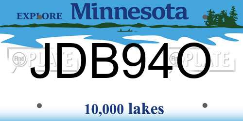 JDB94O Minnesota License Plate