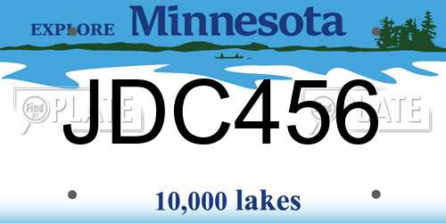 JDC456 Minnesota License Plate