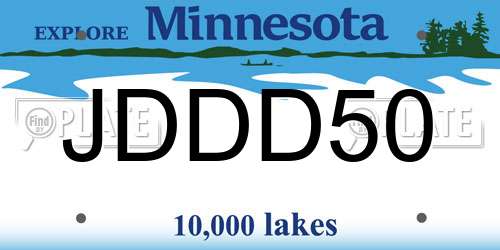 JDDD50 Minnesota License Plate