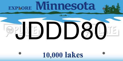 JDDD80 Minnesota License Plate
