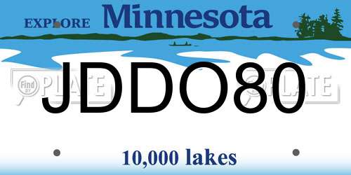 JDDO80 Minnesota License Plate