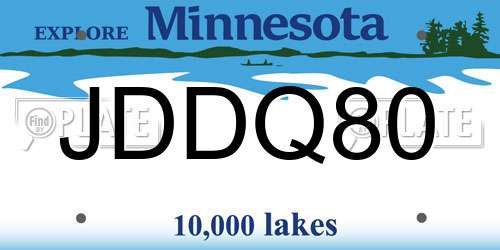 JDDQ80 Minnesota License Plate