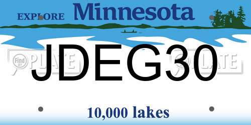JDEG30 Minnesota License Plate