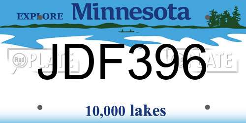 JDF396 Minnesota License Plate