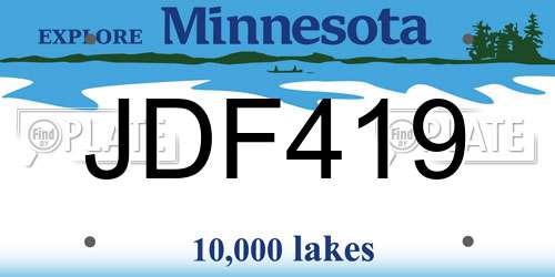 JDF419 Minnesota License Plate