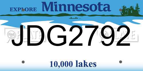 JDG2792 Minnesota License Plate