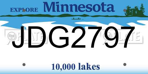 JDG2797 Minnesota License Plate