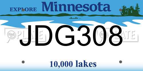 JDG308 Minnesota License Plate