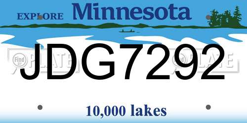 JDG7292 Minnesota License Plate