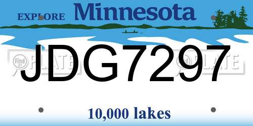 JDG7297 Minnesota License Plate