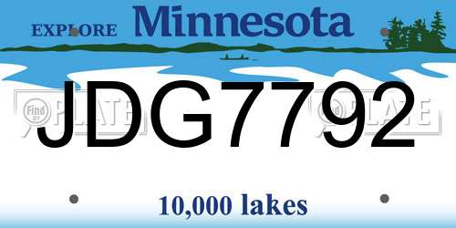 JDG7792 Minnesota License Plate