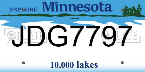JDG7797 Minnesota License Plate