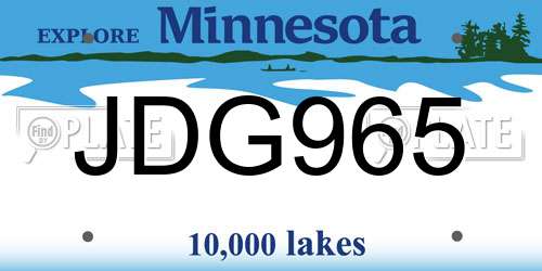 JDG965 Minnesota License Plate