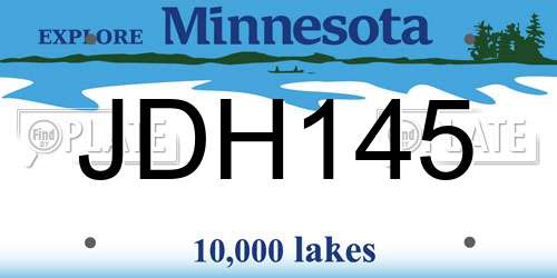 JDH145 Minnesota License Plate