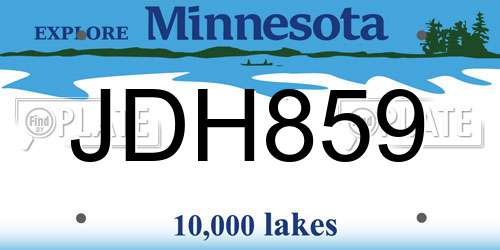 JDH859 Minnesota License Plate