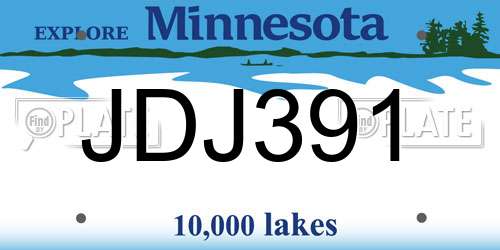 JDJ391 Minnesota License Plate
