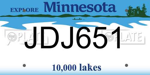JDJ651 Minnesota License Plate