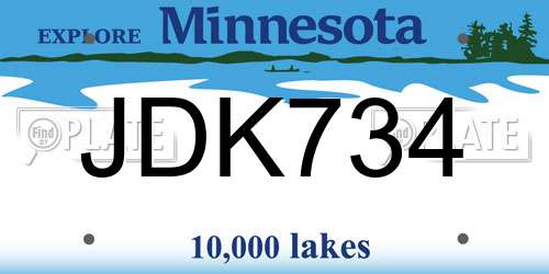 JDK734 Minnesota License Plate