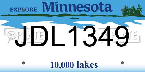 JDL1349 Minnesota License Plate