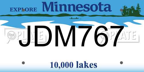 JDM767 Minnesota License Plate