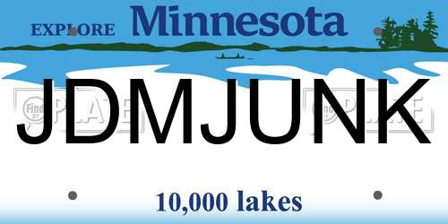 JDMJUNK Minnesota License Plate