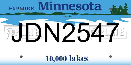 JDN2547 Minnesota License Plate