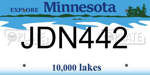 JDN442 Minnesota License Plate