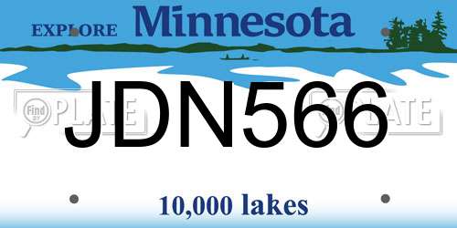 JDN566 Minnesota License Plate