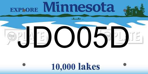 JDO05D Minnesota License Plate