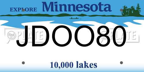 JDOO80 Minnesota License Plate