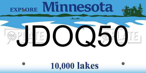 JDOQ50 Minnesota License Plate