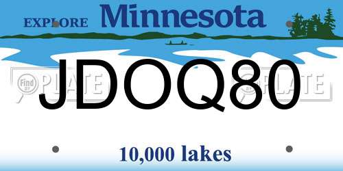 JDOQ80 Minnesota License Plate