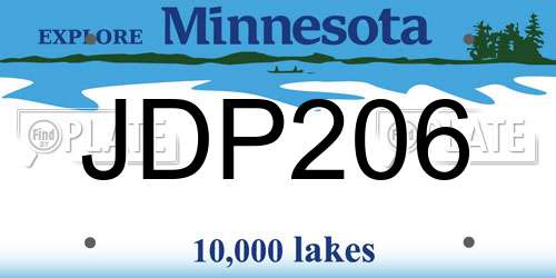 JDP206 Minnesota License Plate