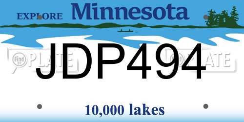 JDP494 Minnesota License Plate