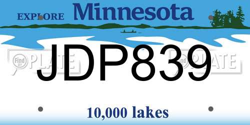 JDP839 Minnesota License Plate