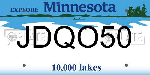 JDQO50 Minnesota License Plate