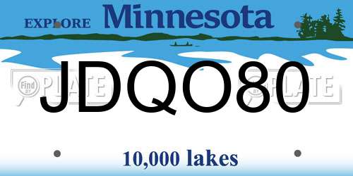 JDQO80 Minnesota License Plate