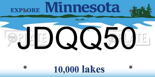 JDQQ50 Minnesota License Plate