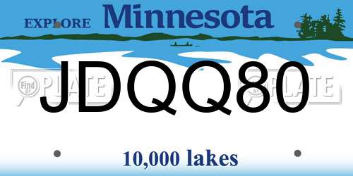 JDQQ80 Minnesota License Plate