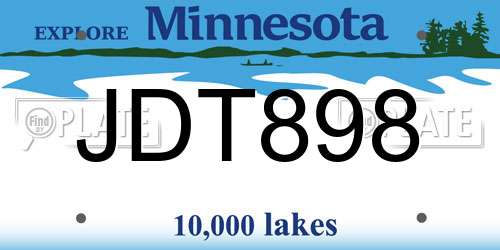 JDT898 Minnesota License Plate