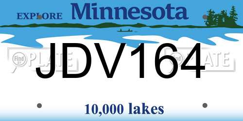 JDV164 Minnesota License Plate