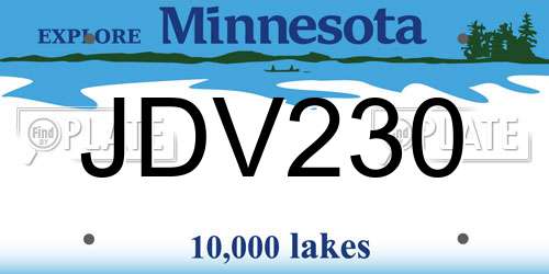 JDV230 Minnesota License Plate