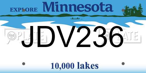 JDV236 Minnesota License Plate