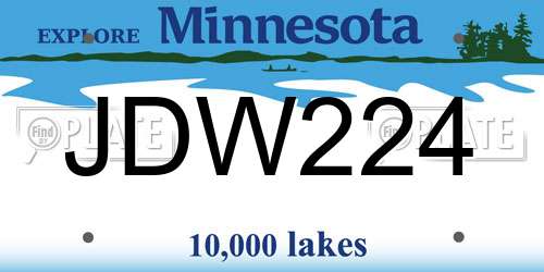 JDW224 Minnesota License Plate
