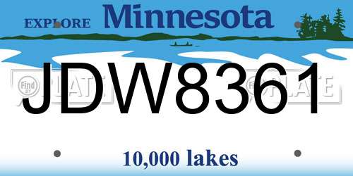 JDW8361 Minnesota License Plate