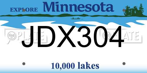 JDX304 Minnesota License Plate