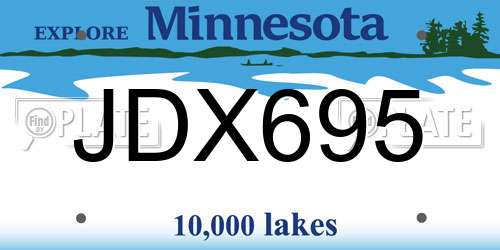 JDX695 Minnesota License Plate