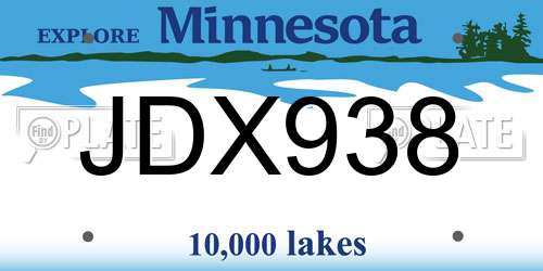 JDX938 Minnesota License Plate