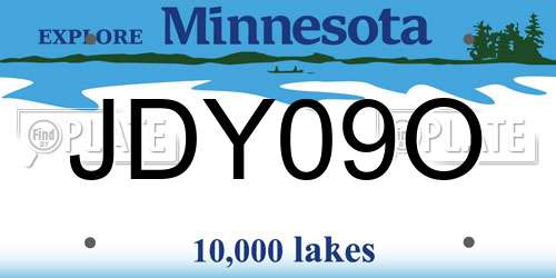 JDY09O Minnesota License Plate