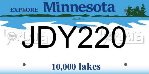 JDY220 Minnesota License Plate